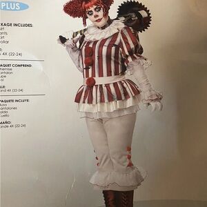 Plus-Sized Striped Crazy Clown Costume